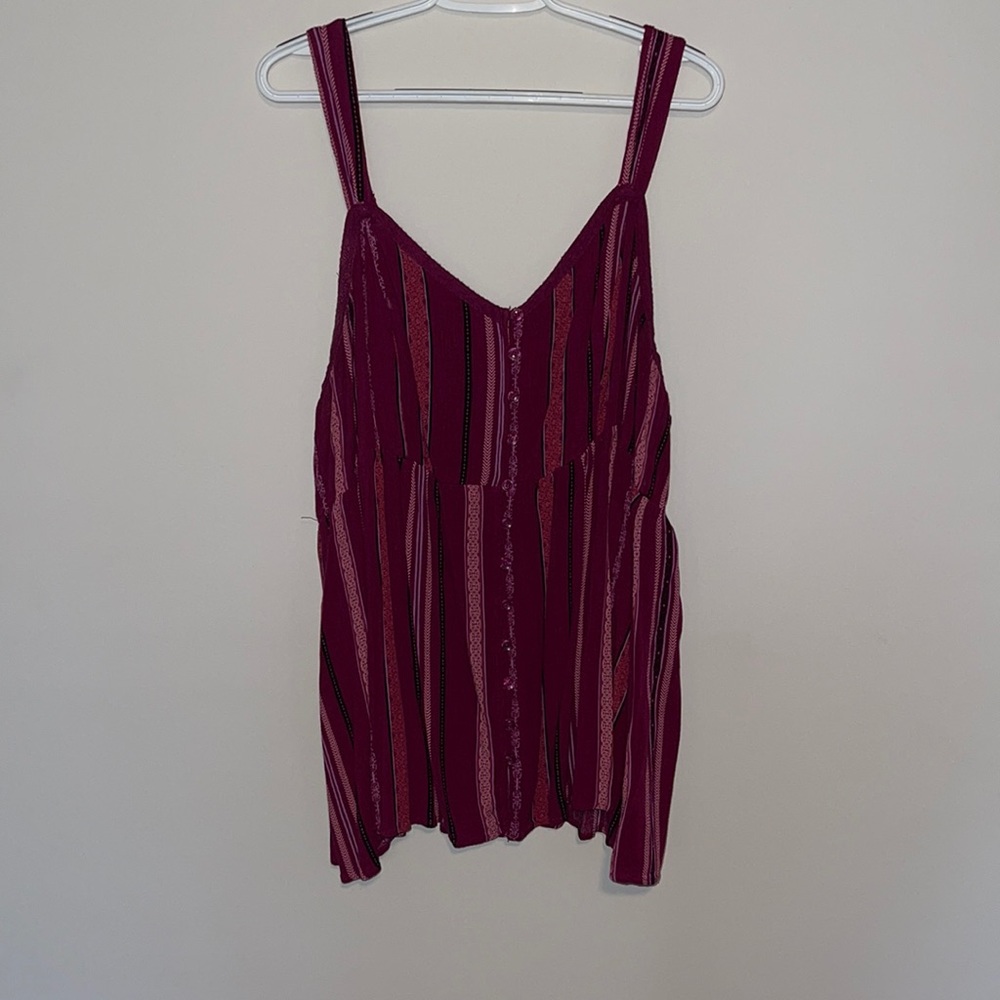 Boho Tribal Print Tank Top with Button Detail